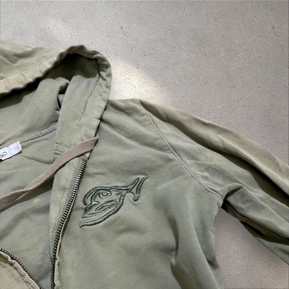 Vintage Ed Hardy Olive Green Tiger Full Zip Hoodie - Picture 5 of 10